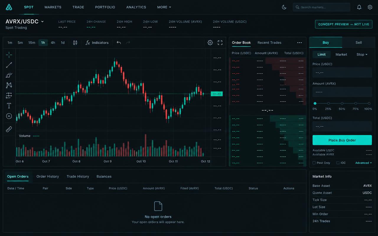 Exchange terminal concept preview — not live